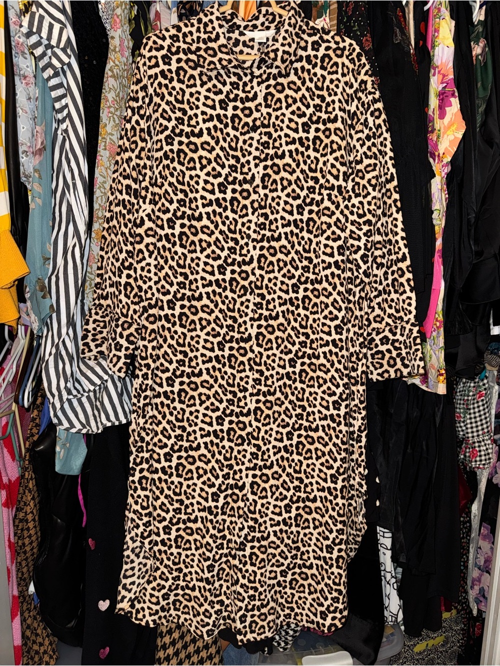 H&M Leopard Print Button-Up Shirt Dress - XL
